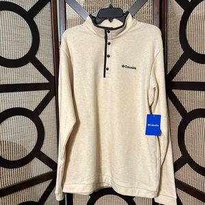 NWT Columbia Men’s Hart Mountain half snap pullover Size MEDIUM  oatmeal Heather